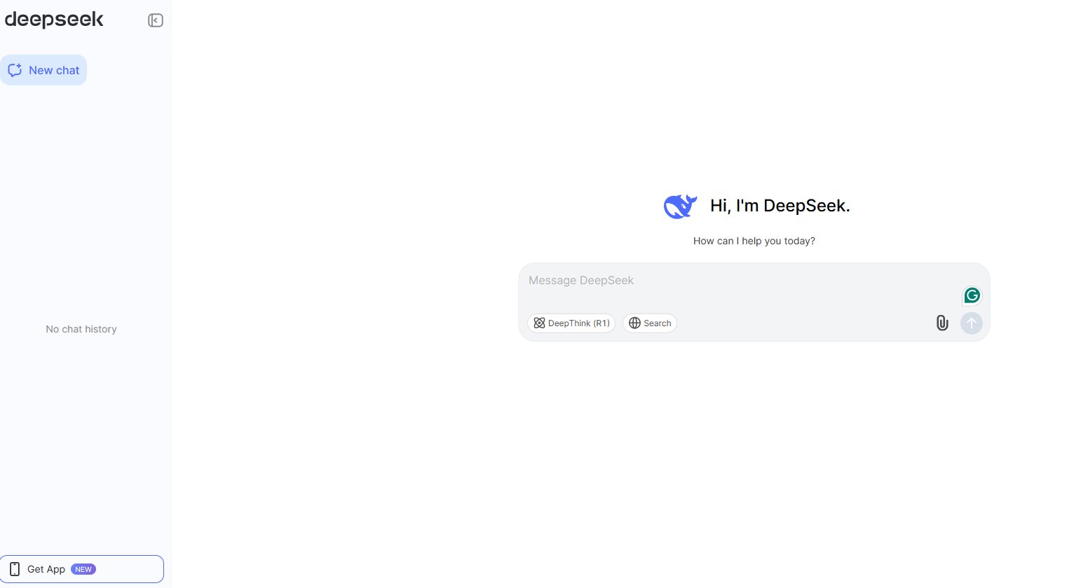 DeepSeek interface