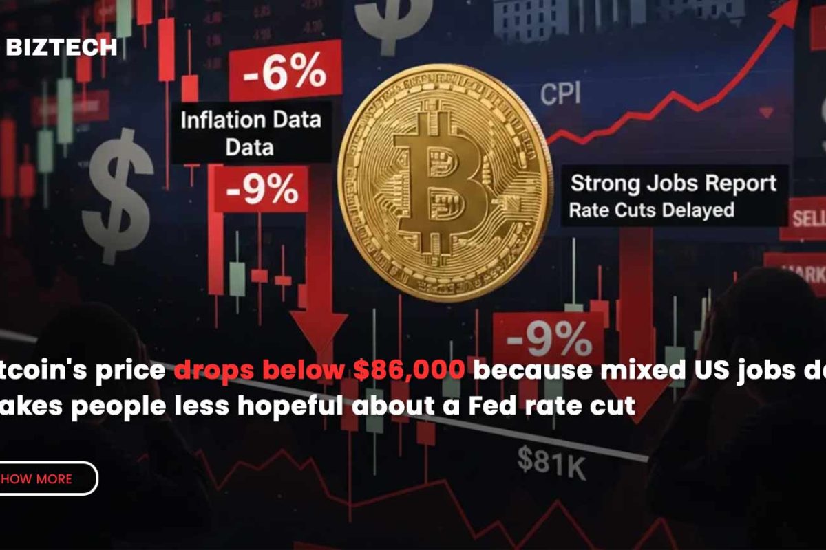 Bitcoin’s price drops below $86,000 because mixed US jobs data