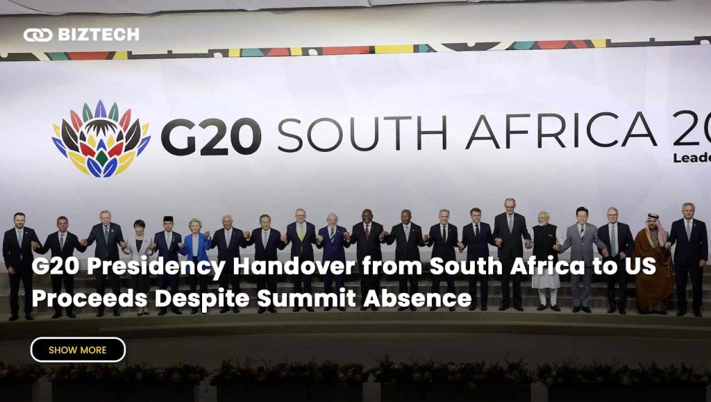 G20 Presidency Handover from South Africa to US Proceeds Despite Summit Absence