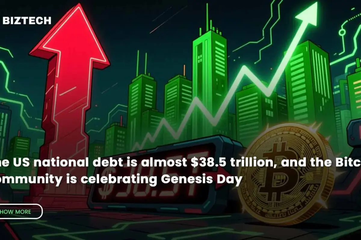The US national debt is almost $38.5 trillion, and the Bitcoin community is celebrating Genesis Day
