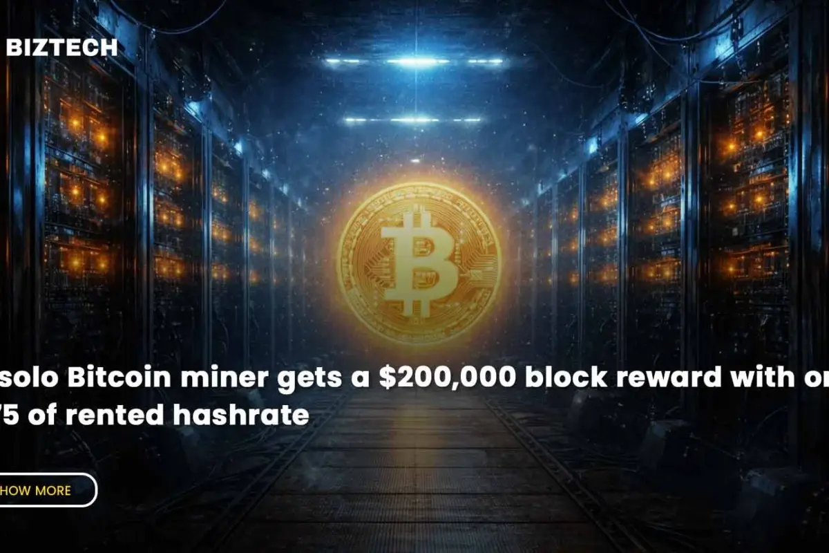 A solo Bitcoin miner gets a $200,000 block reward with only $75 of rented hashrate