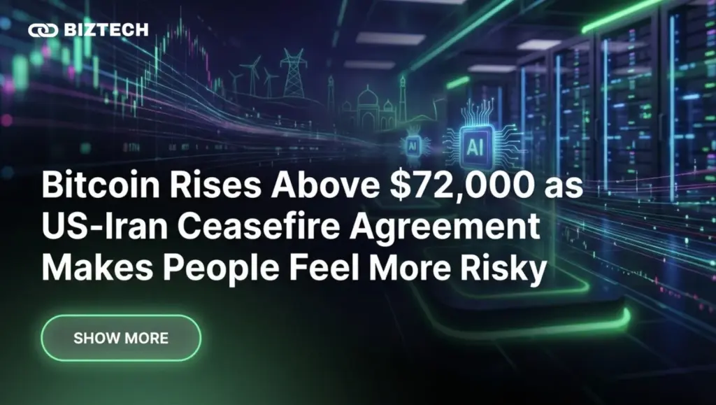 Bitcoin Rises Above $72,000 as US-Iran Ceasefire Agreement Makes People Feel More Risky
